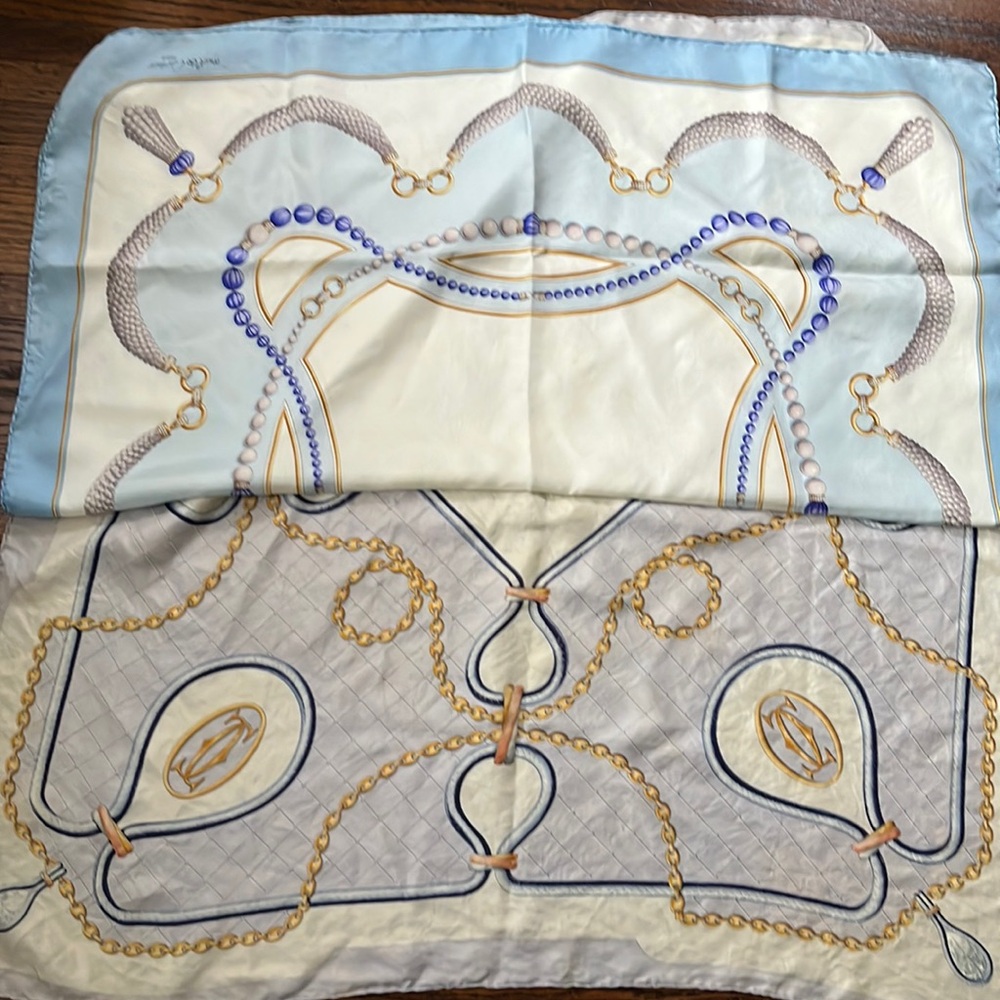 TWO Cartier silk scarves